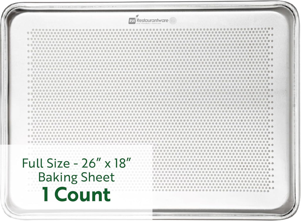 Restaurantware Met Lux Heavy-Duty 26 x 18 Inch Aluminum Baking Pan - Rimmed Edges, Dishwasher Safe, Endures Up to 392°F