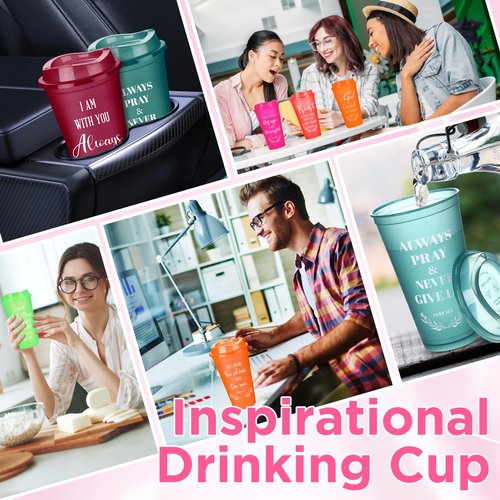 Skylety 72 Pcs Christian Christmas Tumblers Bulk Gifts for Women Men Plastic Coffee Cups Church Mugs with Lids and Straw Bible Verse 16 oz Religious Gifts Coworkers Employees Mugs (Bright Colors)