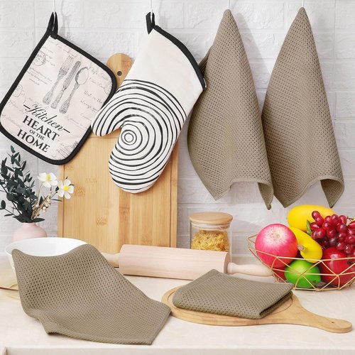 Homaxy 100% Cotton Dish Cloths - Ultra Soft, Absorbent & Quick Drying | 12-Pack, 12 x 12 Inches, Tan