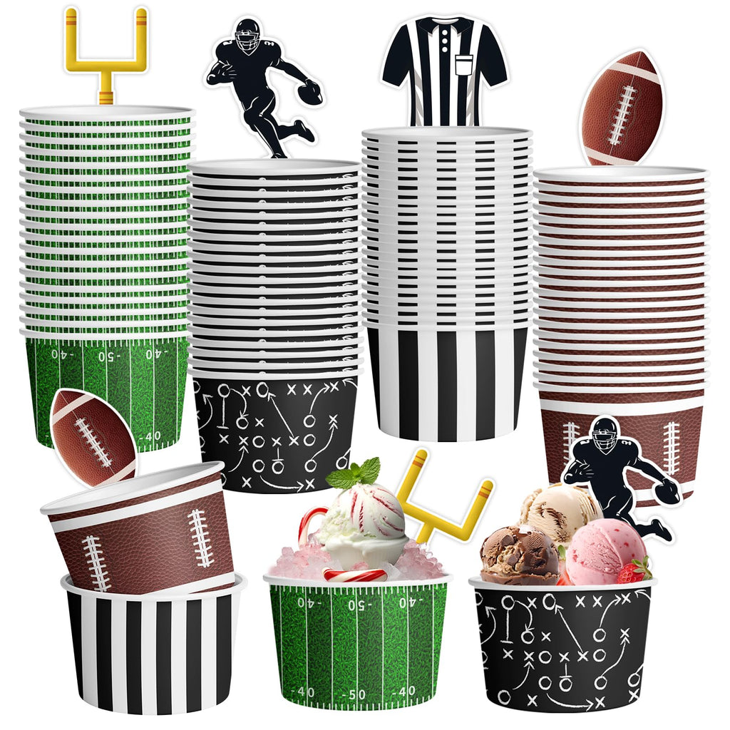 HAKOTI 48Pcs Football Party Supplies Kit - Football Ice Cream Bowls Party Snack Bowls Birthday Themed Decoration for Game Day Party,Sports Event