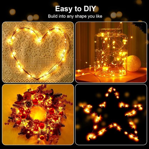 Ariceleo Battery Operated String Lights - 16.4ft Warm White Fairy Lights with Timer & Twinkle Mode | 50 LEDs for Christmas & Parties