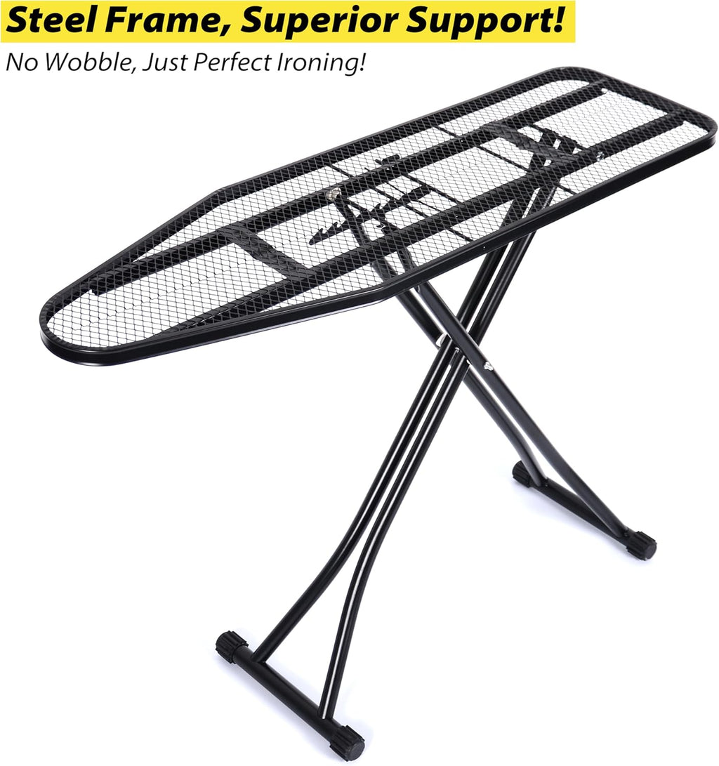 Skiennix Foldable Adjustable Height Ironing Board - Lightweight & Durable with Heat-Resistant Cover