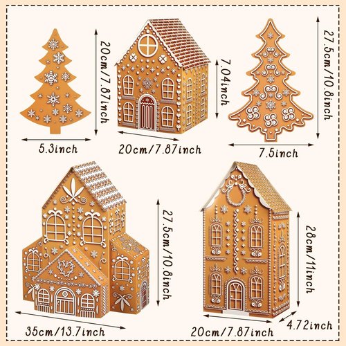 Ctosree Gingerbread House Kit - Large Cardboard Christmas Village with Lighted Trees | Holiday Decor