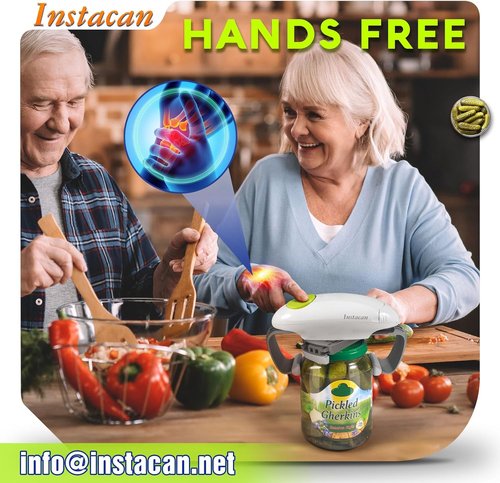 INSTACAN Electric Jar Opener - Higher Torque, One-Touch Operation for Easy Lid Removal | Ideal for Seniors & Arthritic Hands (White)
