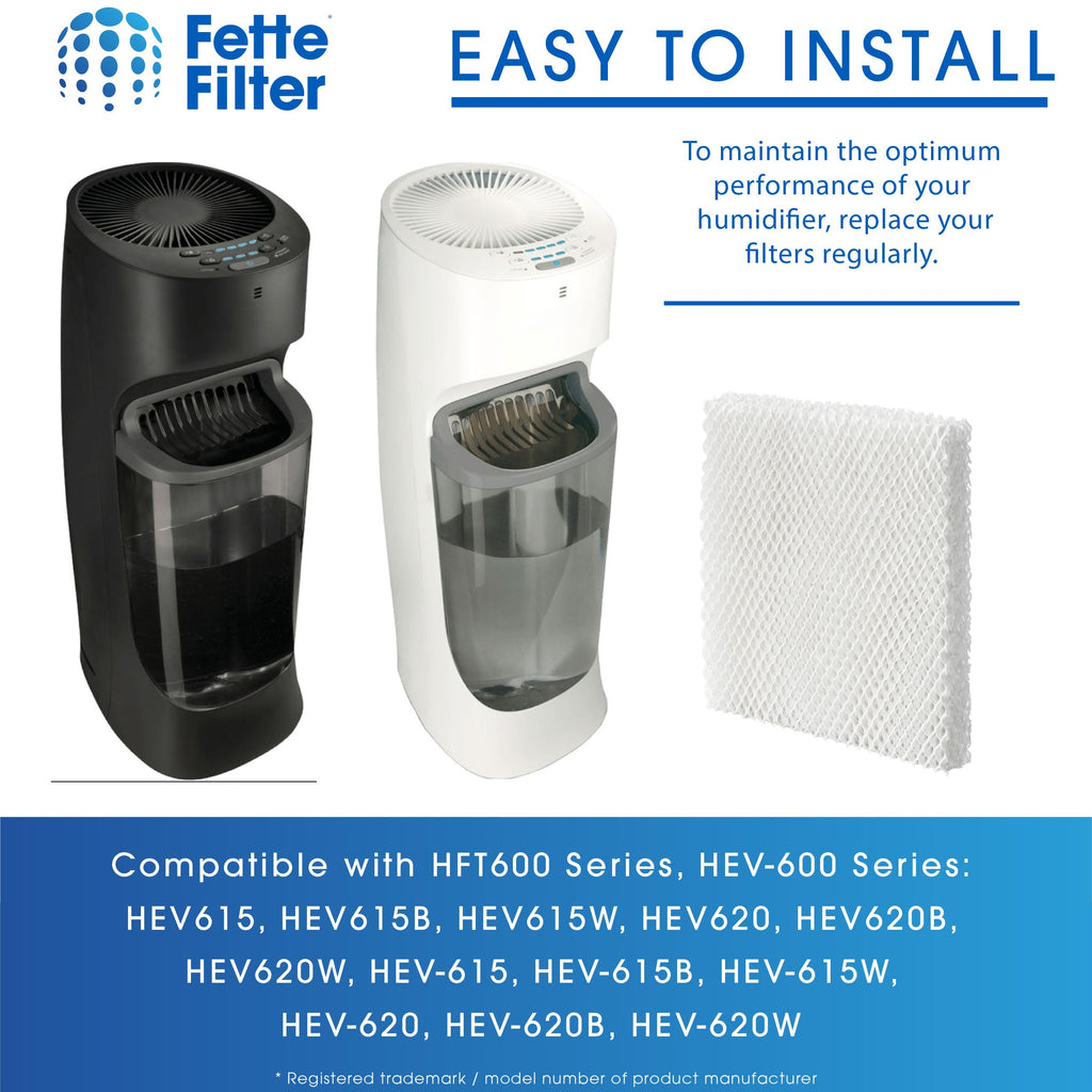 Fette Filter - Filter T Humidifier Wicking Filters Compatible with Honeywell HFT600T HFT600PDQ for Honeywell Tower Humidifier HEV615 Series & HEV620 Series. Includes 6 Replacement Filters.