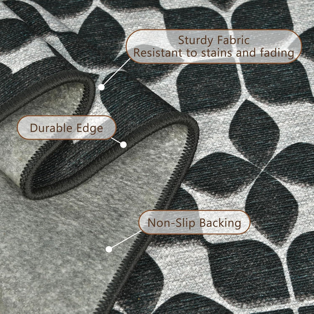 Skiennix Front Door Mat - Washable All-Weather Black Trellis Design | 24"x36" Non-Slip Easy Clean Rug