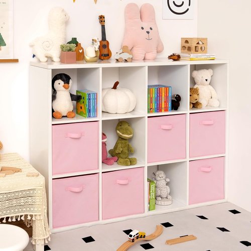 Granny Says Cube Storage Bins - Collapsible 13x13 Organizer with Handle | Pink 6-Pack for Closet & Shelves