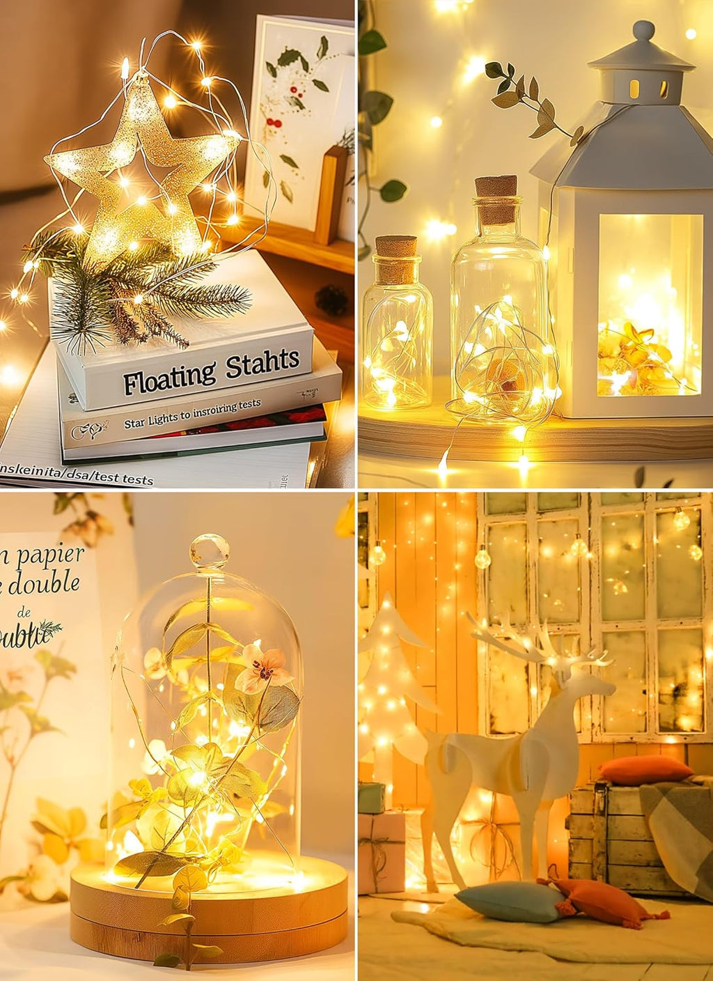 Minetom Fairy String Lights - 33Ft 100 LED Battery Operated Copper Wire Twinkle Lights for Weddings & Parties