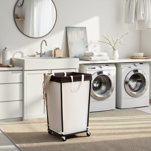 GRANNY SAYS 160L Rolling Laundry Basket, Laundry Hamper with Wheels, Large Laundry Cart with Removable Bag, Clothes Organization and Storage for Laundry Room, Bathroom, Bedroom, Beige