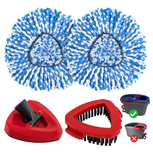 Mop Replacement Heads for O Cedar RinseClean 2 Tank System,2 Microfiber Mop Head Refills,1 Scrubber mophead and 1 Mops Base Combo Set for O-Cedar 2 Tank,MOp Replace Heads for Wet/Dry Floor Cleaning