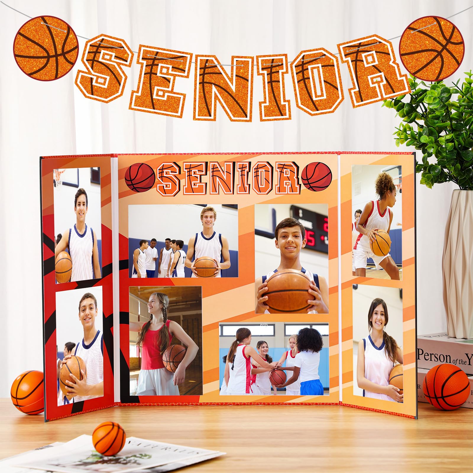 Dunzoom Basketball Senior Night Gifts Basketball Picture Frame for 4x6 Photographs 8 Photo 2026 Senior Night Picture Frame Graduation Gifts for Sport Theme Party Favors Supplies