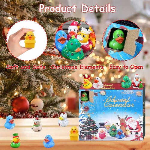 2025 Advent Calendar Rubber Ducks - 24 Days of Fun Christmas Countdown for Kids | Perfect Holiday Party Favors