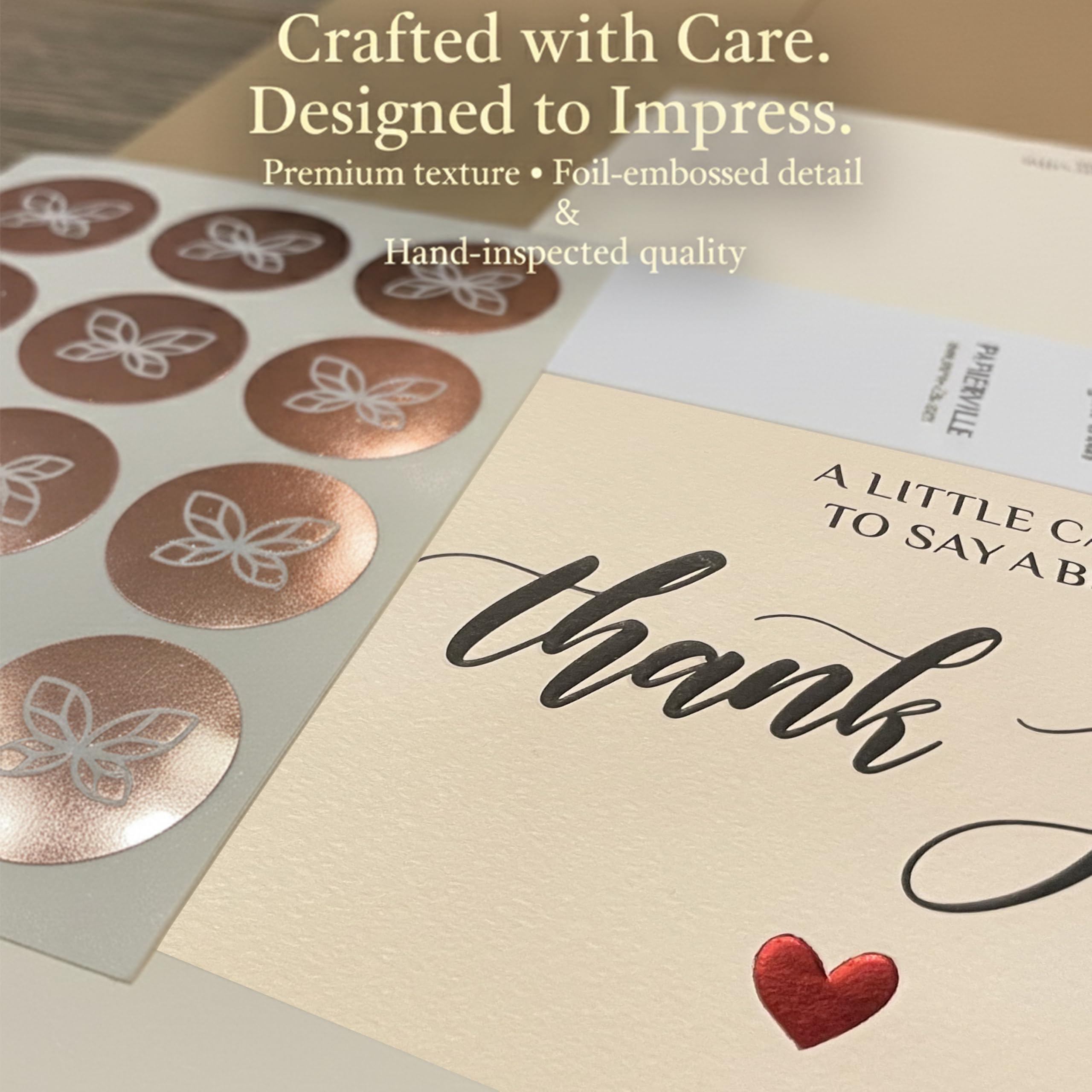 Papierville 50 Embossed Thank You Cards with Envelopes & Stickers – Ivory Folded Notecards 4x6, Elegant Textured Cardstock for Weddings, Baby Shower & Business, “A Little Card to Say a Big Thank You”