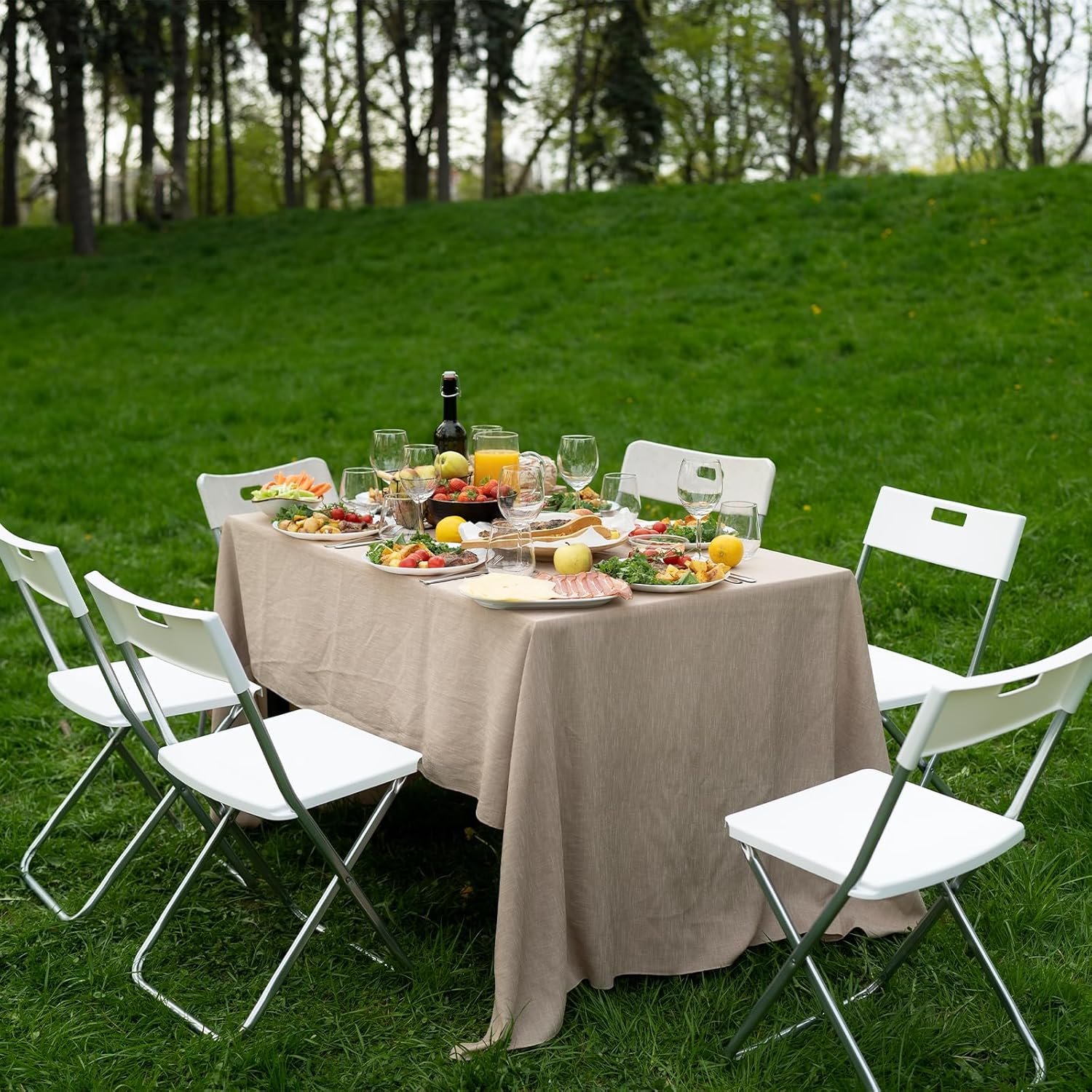 SKOK Folding Picnic Table - Adjustable Height 4/6/8FT - Portable Plastic Design with Handle for Events