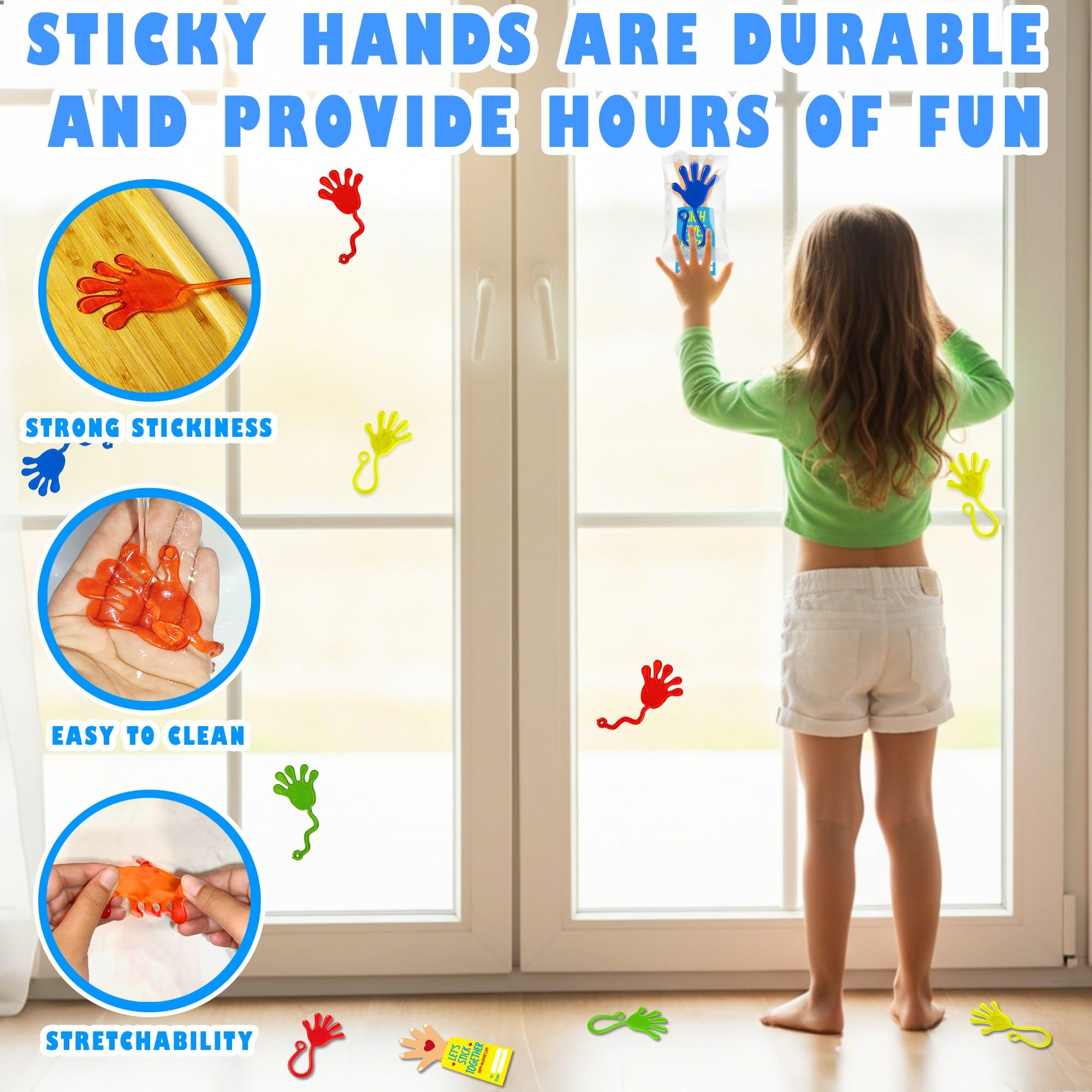 Valentines Cards for Kids Classroom - 28 PACK Sticky Hands with Kids Valentines Cards, Funny Valentine Classroom Gifts for Girls Boys, Valentines Party Favors & Goodie Bag Stuffers for Class Preschool