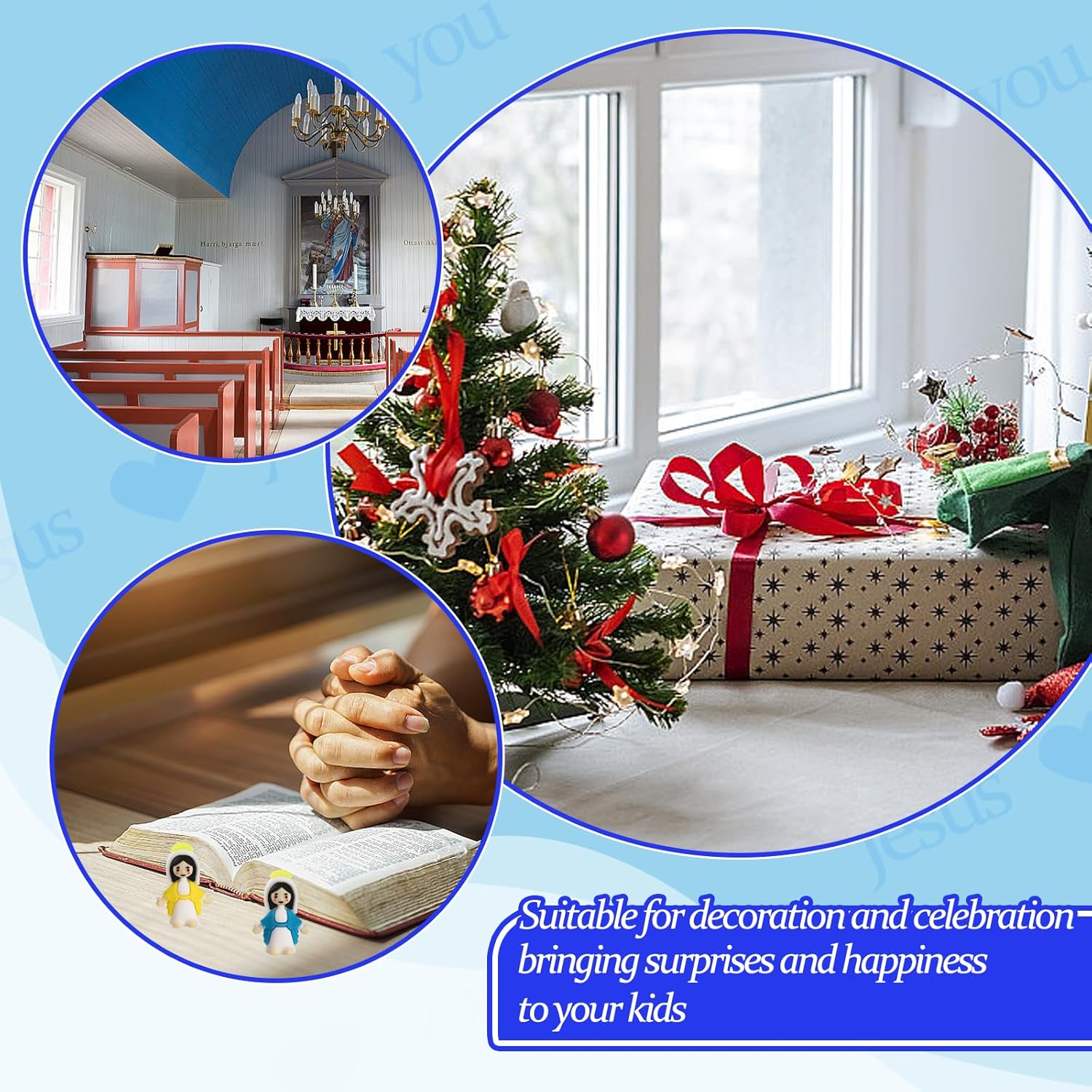 Regine Switzerland Virgin Mary Figurines - 20 Mini Christ Toys for Sunday School Gifts | Blue