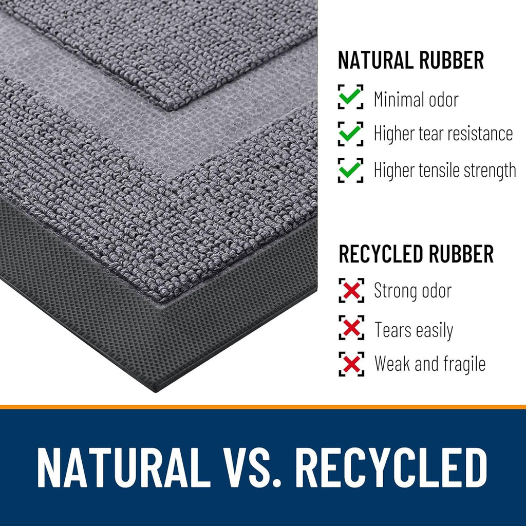 OLANLY Waterproof Front Door Mat - All-Season Natural Rubber Doormat | Easy Clean, Low Profile, 35x23, Classic Gray