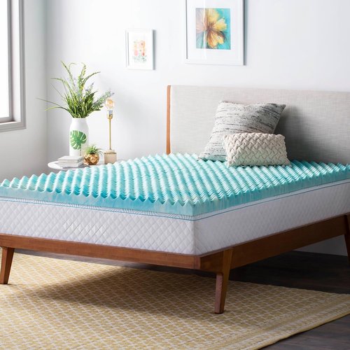 Linenspa Gel Memory Foam Mattress Topper - 2 Inch Egg Crate Design for Dual Comfort - California King
