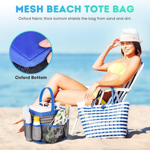 EUDELE Mesh Shower Caddy - Portable 8-Pocket Organizer for College Dorm, Beach, Gym & Travel - Blue