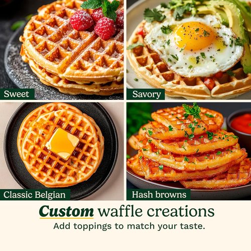 Cuisinart Belgian Waffle Maker, Round Waffle Iron, 6 Setting Adjustable Browning, Audible Alert, Nonstick Plates, WAF-200NAS