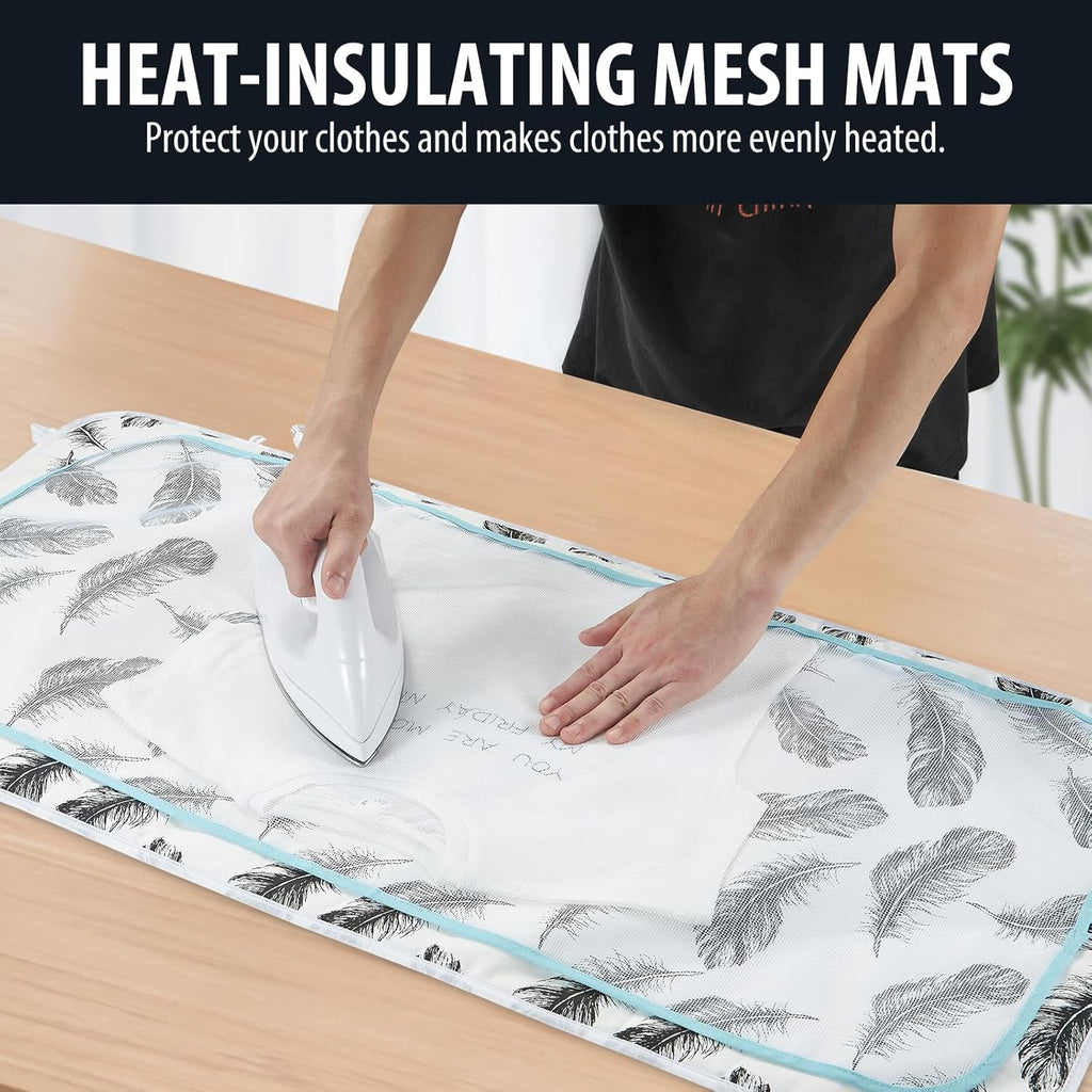 Seiritex Ironing Mat - Portable 5-in-1 Ironing Pad | 39.4 x 18.9 Inch Black Feather Design