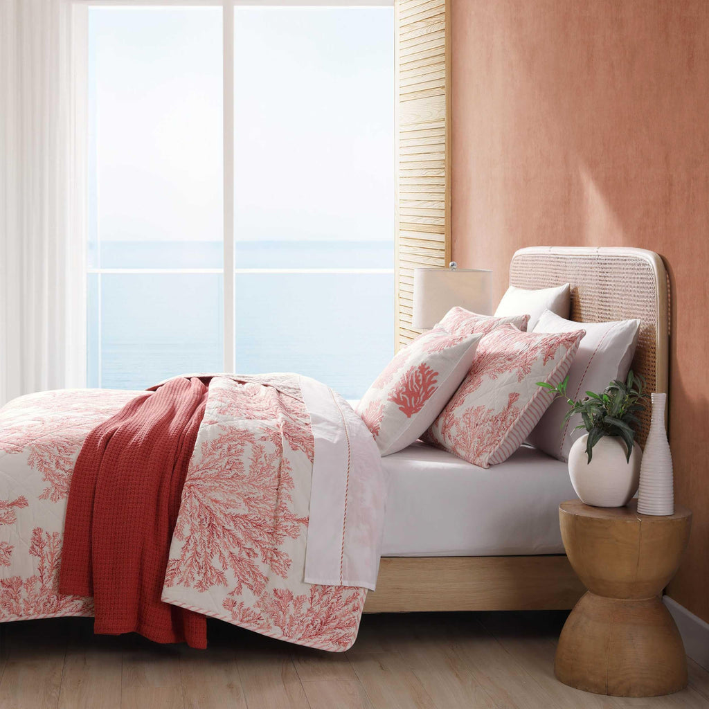 Tommy Bahama - Twin Quilt Set, Reversible Cotton Bedding with Matching Sham, Coral Reef Inspired Bedding Set (Coral Garden, Twin)