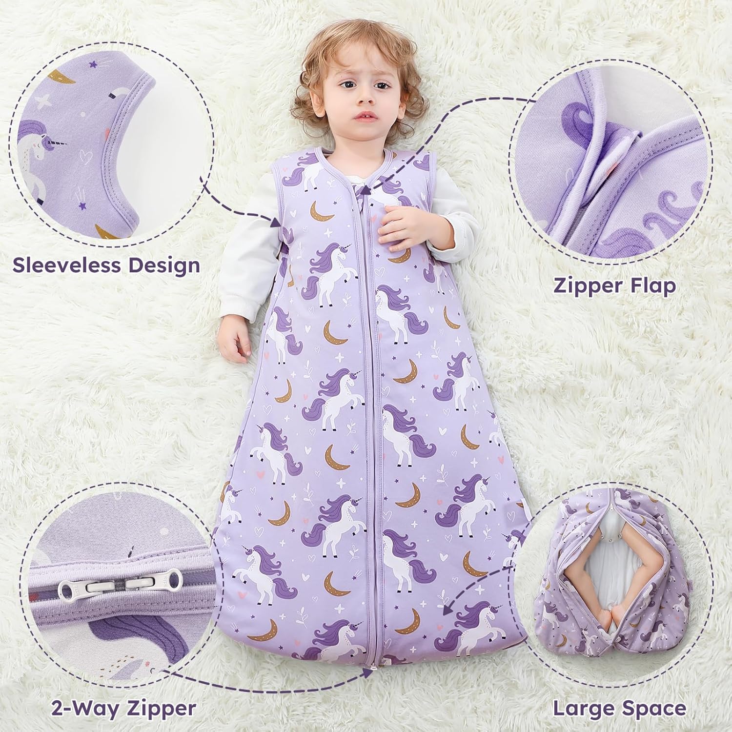 Yoofoss Baby Sleep Sack - 100% Organic Cotton Wearable Blanket for 6-12 Months | TOG 2.5, Warm & Comfy