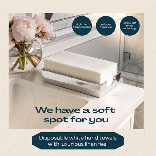 Lintext Disposable Linen-Feel Guest Towels - Soft & Absorbent 8" x 17" Paper Napkins | Pack of 300 for Events