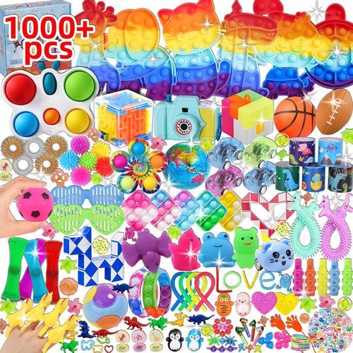BILLFULL Fidget Toys Bulk - 1000 Pcs Party Favors for Kids | Birthday Gifts & Carnival Prizes