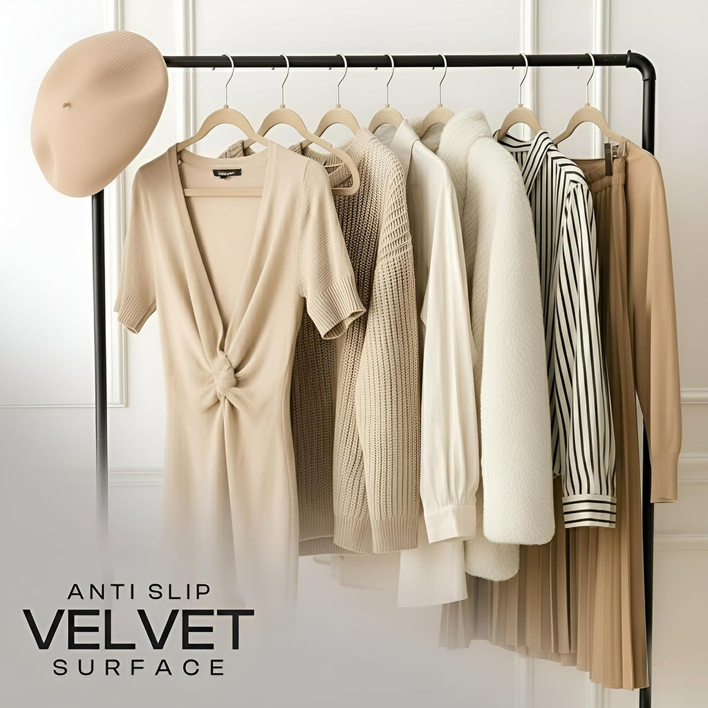 Utopia Home Velvet Hangers 50 Pack - Non-Slip Suit Hangers with 360° Rotatable Hook | Ivory