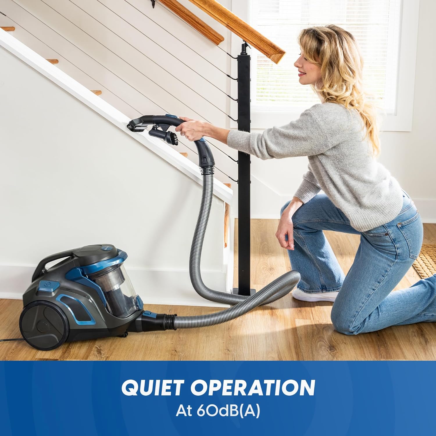 Vacmaster CC0501 Ultra Silent Bagless Canister Vacuum - Powerful HEPA Filtration & Retractable Cord for Hard Floors