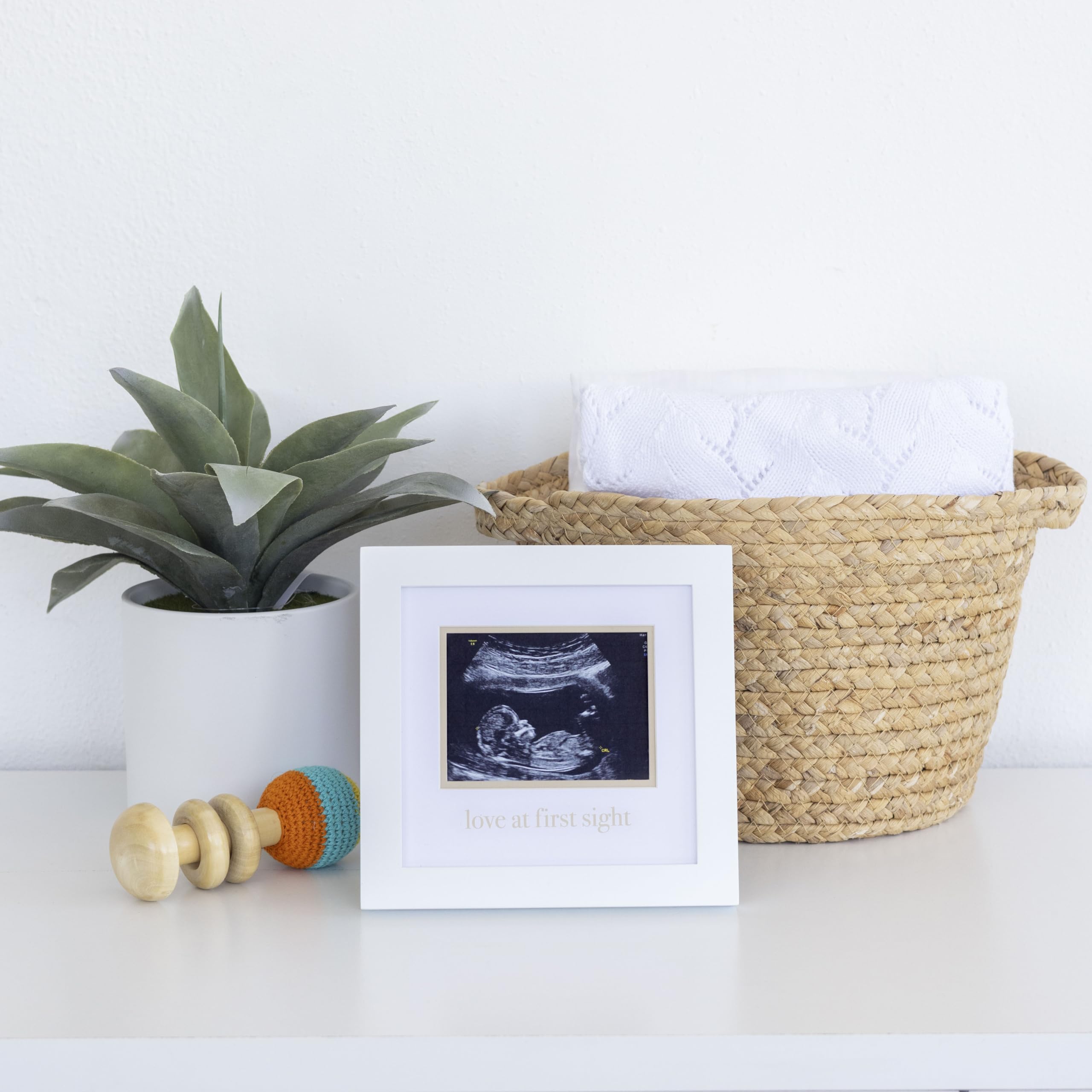 Pearhead Love At First Sight Sonogram Frame, Ultrasound Picture Frame, Pregnancy Announcement Photo Frame, Baby Keepsake Gift For Expecting Parents