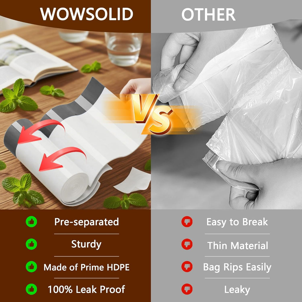 WOWSOLID 4 Gallon Small Trash Bags - 360 Count Drawstring Garbage Bags | 1.2 Mil Thick, Ideal for Mini Bins