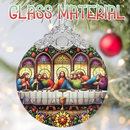 Last Supper Christmas Ornaments - 3" Stained Glass Decor | Perfect Holiday Gift for Religious Believers