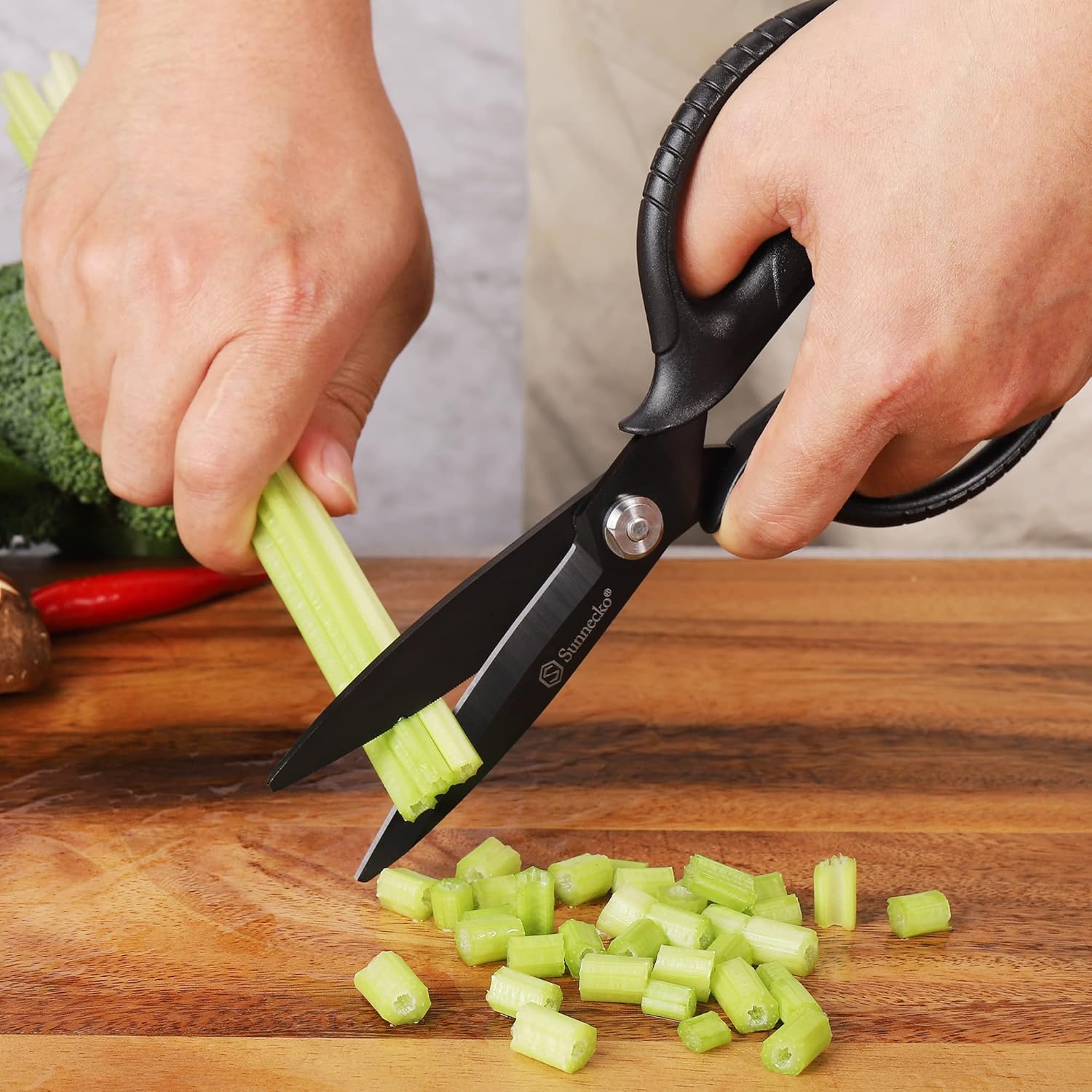Sunnecko Kitchen Scissors - Heavy Duty Titanium Coated Shears with Micro Serrated Blades | All Purpose Kitchen Tool