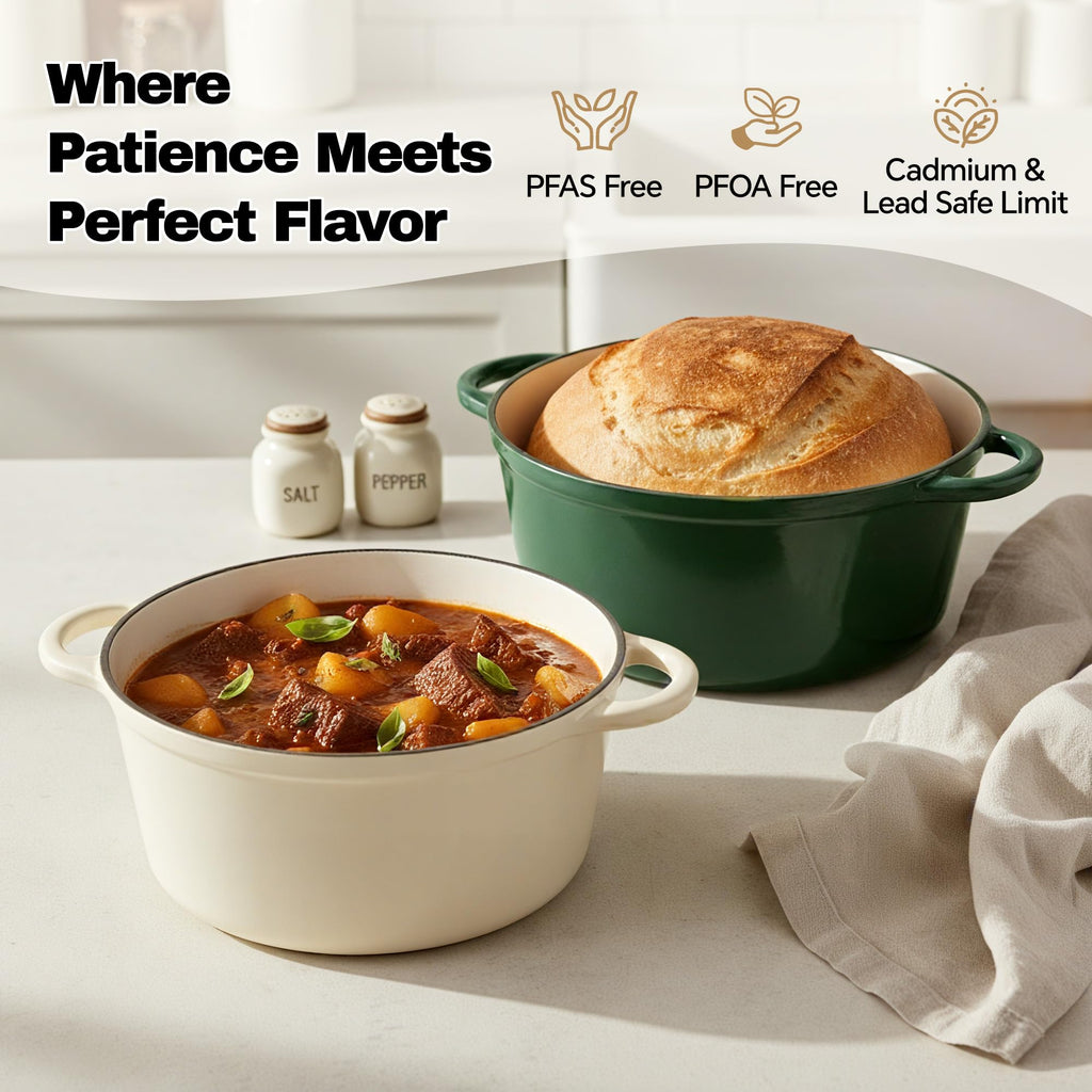 6.5 Quart Dutch Oven Pot with Lid, Non Stick Enameled Cast Iron Dutch Oven for Bread Baking, Heavy-Duty, Oven Safe Ceramic Cookware Up to 500°F for Baking, Braising, Stews, Roasting, Red