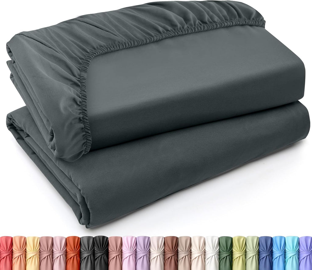 Utopia Bedding King Fitted Sheets - Soft Brushed Microfiber - Deep Pocket Design - 2 Pack in Grey