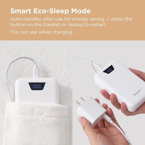 Bedsure Cordless Heated Blanket - Fluffy Electric Wearable Blanket Hoodie with 20000mAh Battery Pack, Portable USB Heated Shawl as Winter Gifts for Women Mom, 4 Heat Levels & 4 Timers, 55"x69", Grey