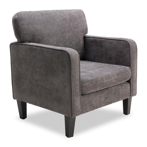 DUMOS Modern Accent Chairs for Living Room, Corner Chairs for Adults, Reading Chair with Armrest and Backrest, Comfy Lounge Chairs for Bedroom Reception Waiting Room, Dark Grey