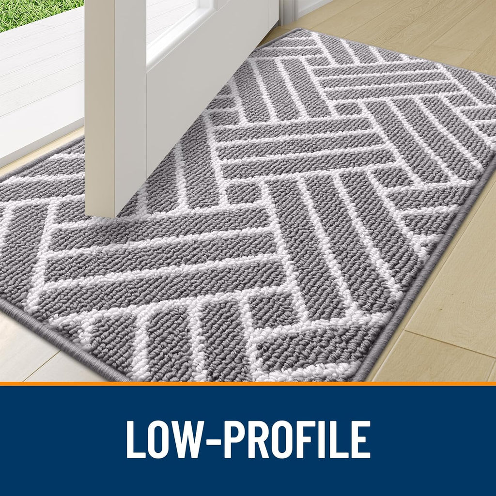 OLANLY Indoor Door Mat - 32x20 Inch Dirt Resistant, Absorbent & Non-Slip Rubber Backing | Grey