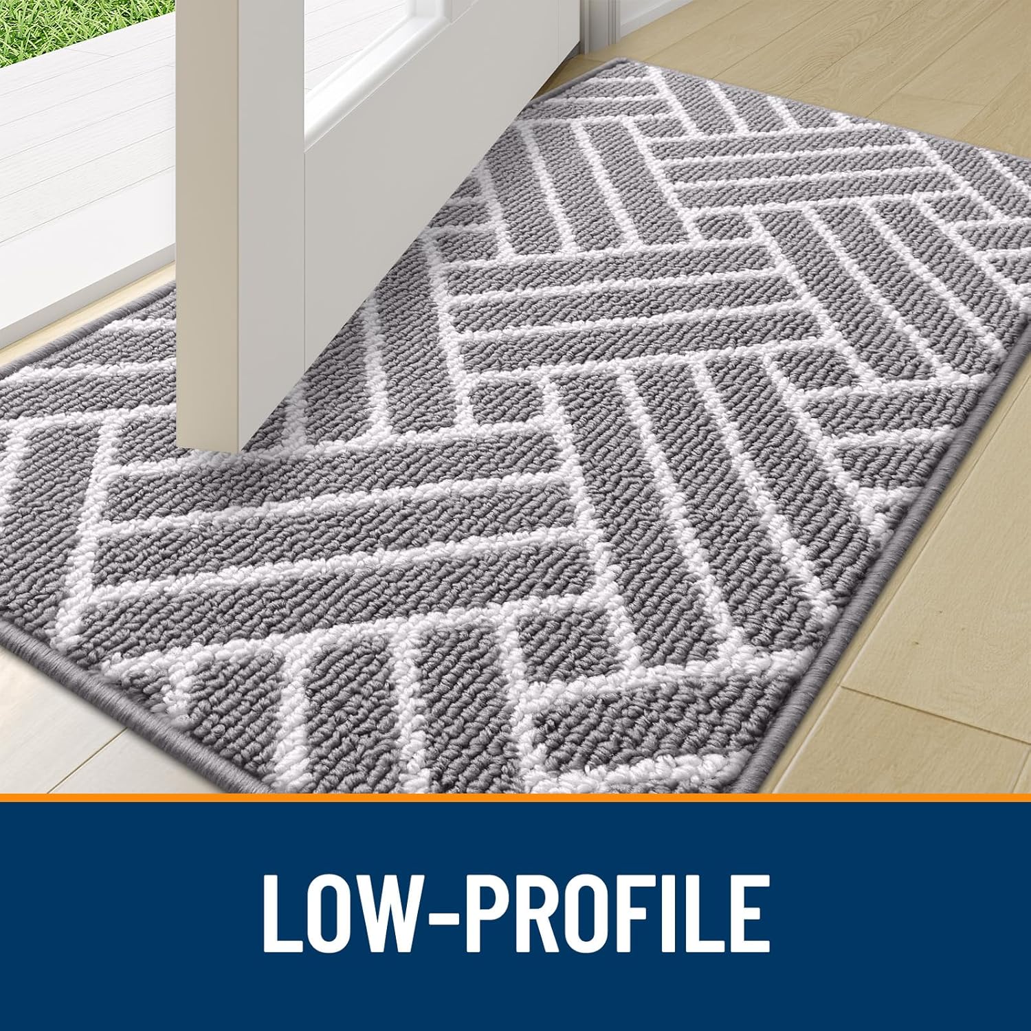 OLANLY Indoor Door Mat - 32x20 Inch Dirt Resistant, Absorbent & Non-Slip Rubber Backing | Grey