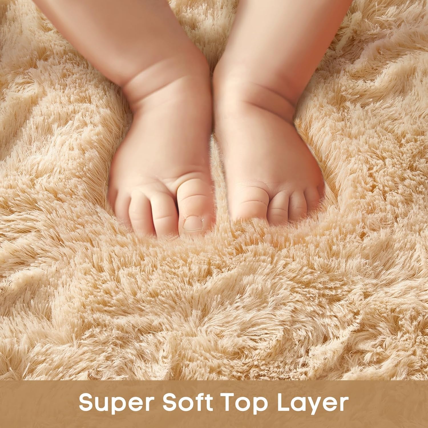 Ophanie Beige Area Rug - Fluffy Plush Shaggy Carpet for Bedroom & Living Room | 4x6 Indoor Decor