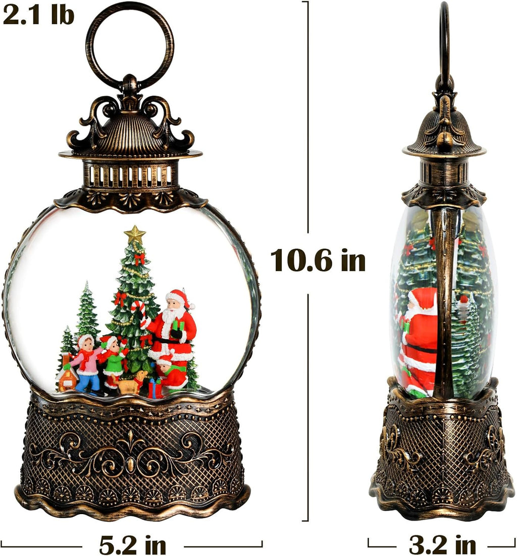 Priddop Santa Snow Globe | Musical Christmas Decoration with Classic Relief Texture - 10.6 Inch