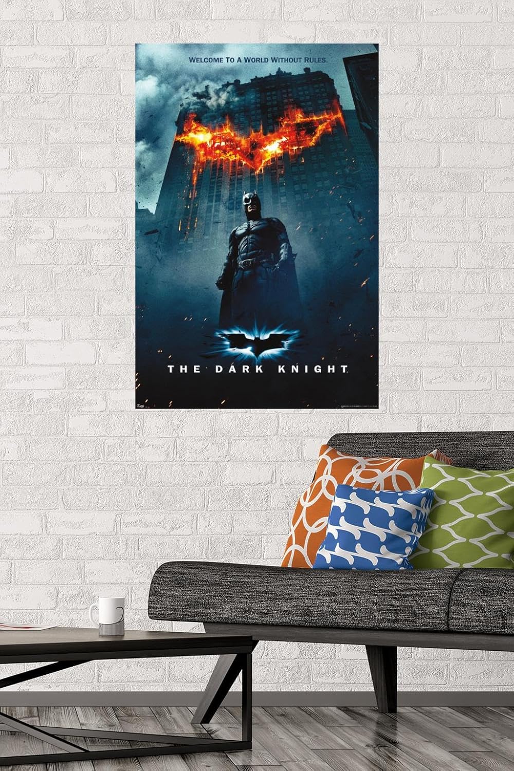 Trends International Batman Logo On Fire Wall Poster - Unframed 22.375" x 34" Decor