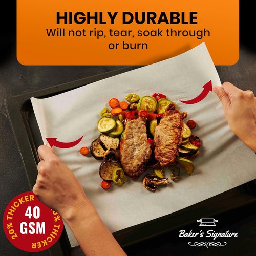 Baker's Signature Parchment Paper Sheets - 220 Heavy-Duty Precut Non-Stick Sheets | 12x16 In