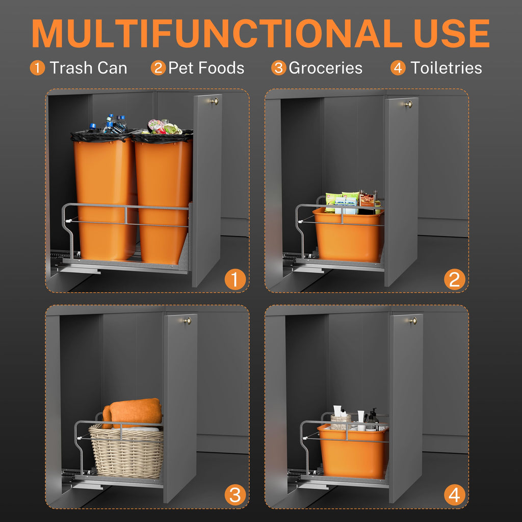 YJHome Pull Out Trash Can Under Cabinet with Soft-Close Slides, Garbage Can Not Included, Cabinet Trash Can Pull Out Kit with Door Mounting Kit, Requires Minimum Cabinets Opening 17" W X 24" D