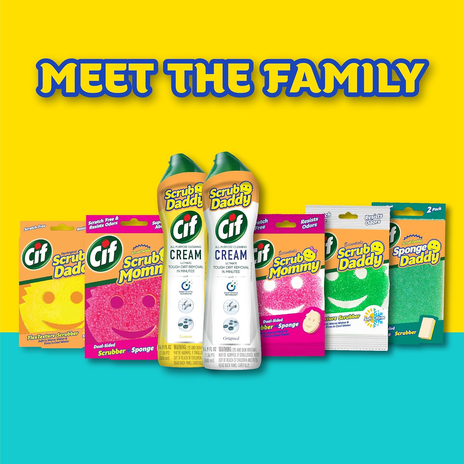 Scrub Daddy Sponges & Cif All-Purpose Cleaner - Non-Scratch Kitchen & Bathroom Cleaning Kit