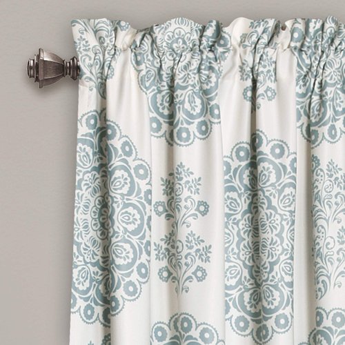 Lush Decor Seafoam Medallion Room-Darkening Window Curtain Set (84" x 52"), 84 in x 52 in, Blue