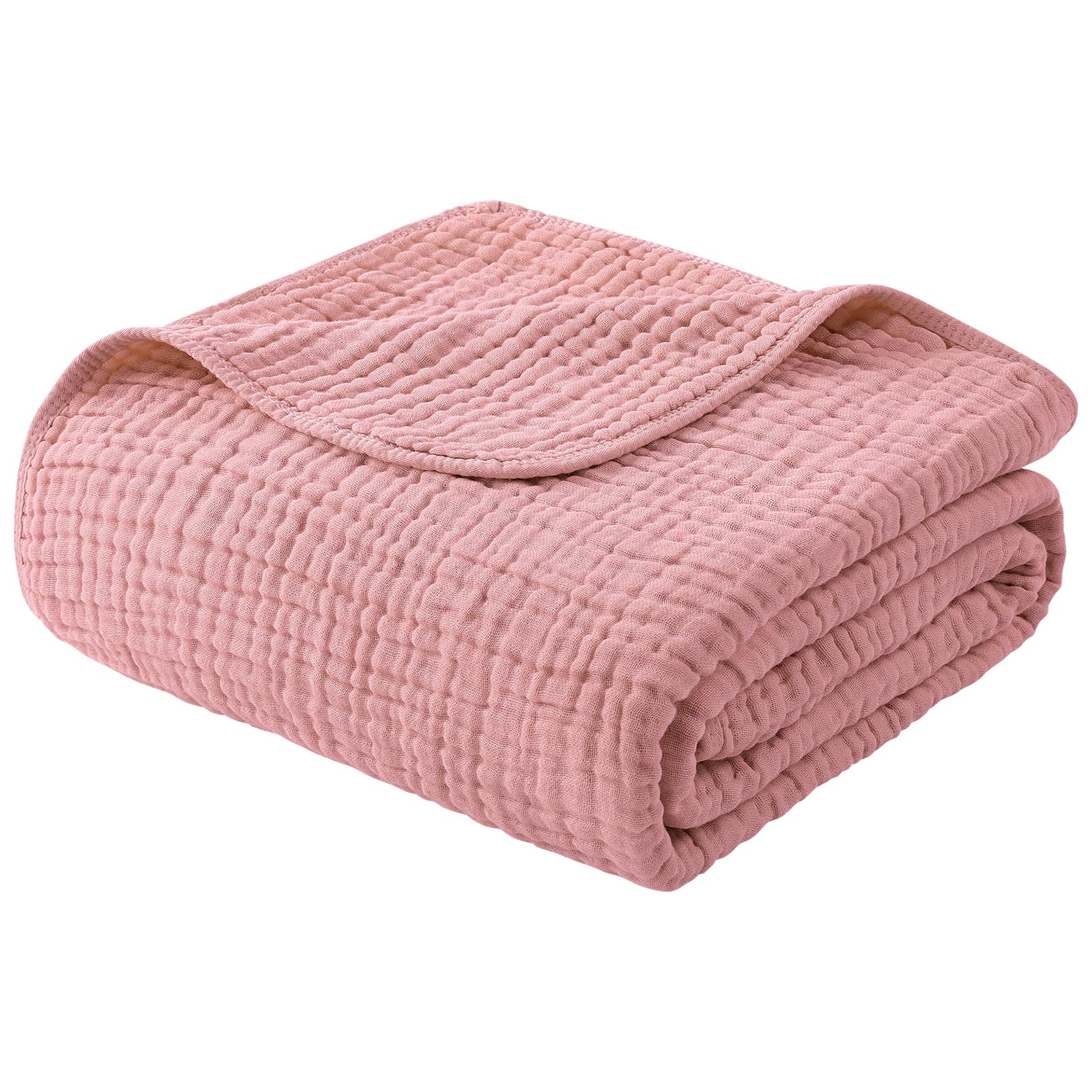 Yoofoss Muslin Blanket 100% Organic Cotton Large Twin Size 60" x 80" for Bed Couch Summer Gauze Blanket for Adults Lightweight and Breathable Bean Paste