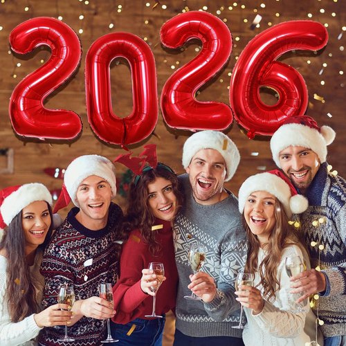 GOER 42-Inch Red Foil Number Balloons - Perfect for 2026 New Year’s Eve & Graduation Celebrations